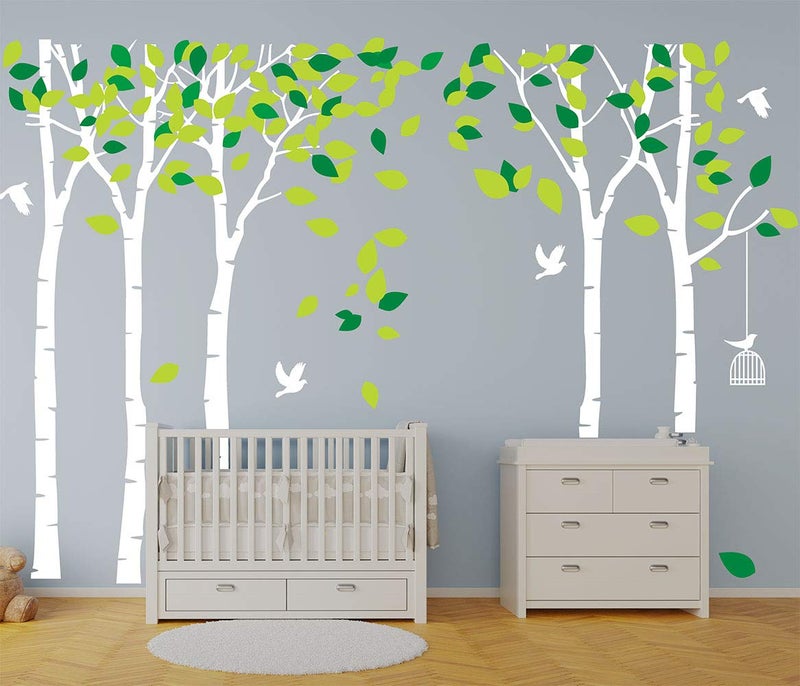 LUCKKYY Giant Jungle Tree Wall Decal Tree Wall Sticker Removable Vinyl Sticker Mural Art Kids Room Nursery Bedroom Living Room Decoration (103.9x70.9) (White) - Image 4